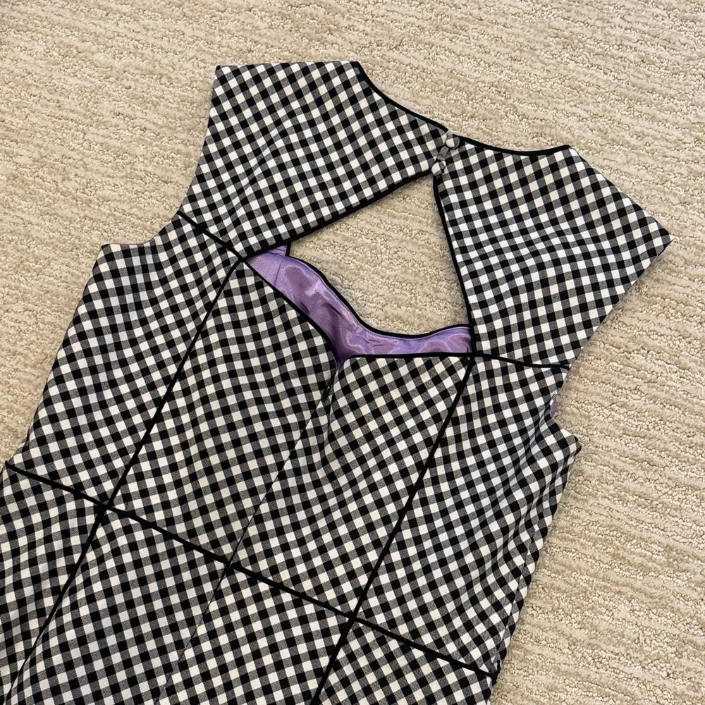 Black and White Checkered Dress with Purple Lining - Picture 3 of 3